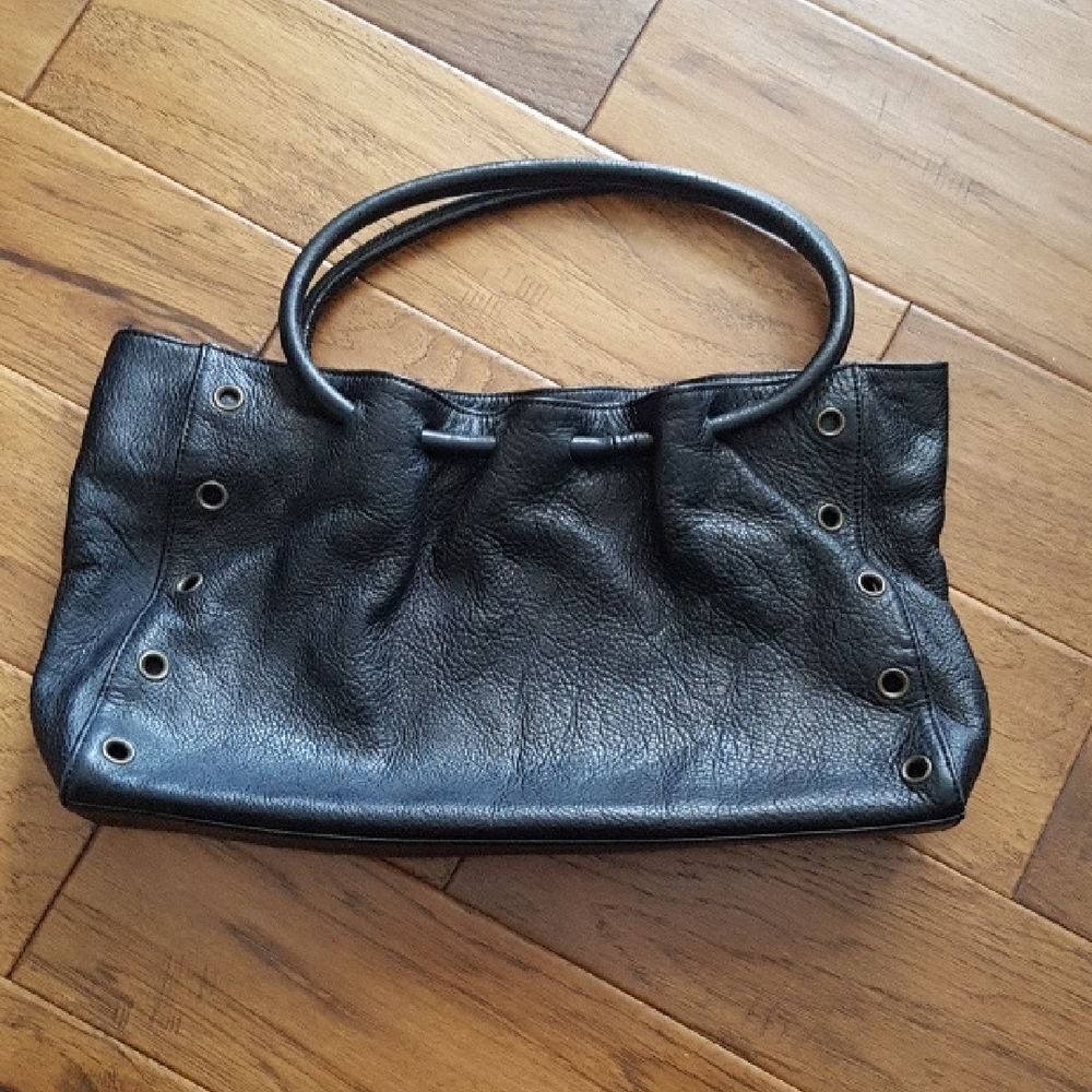 Holt Renfrew Vintage Black Purse with Grommet Details